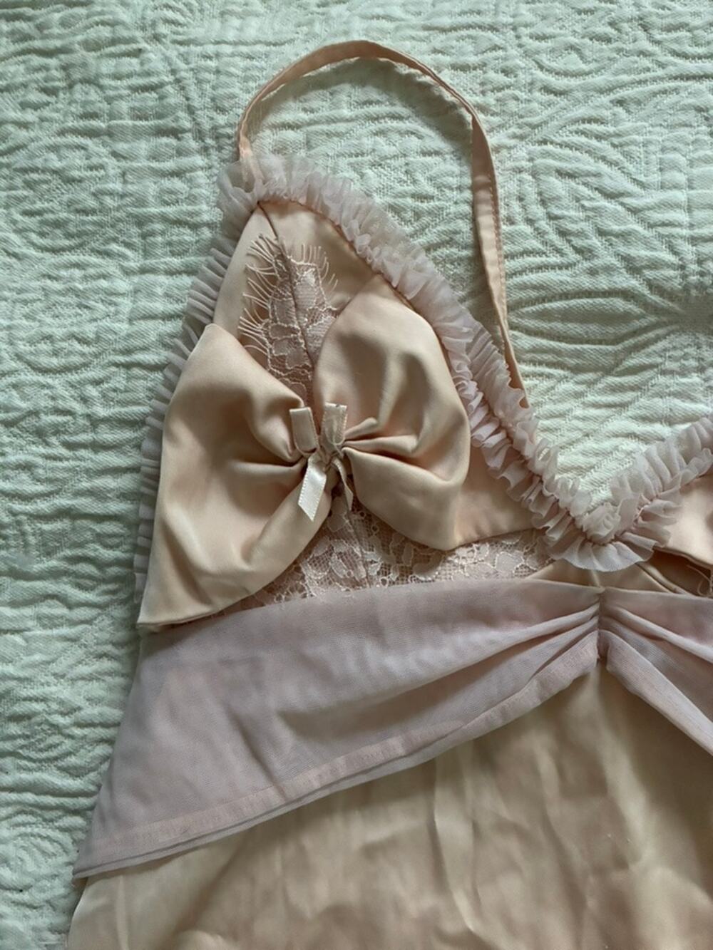 Pink Camisole with Bows, with lace, so sweet, size small, AS IS